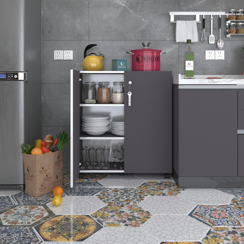 2 kapılı dolap çilem 088*070*032 gri kilitli tekerlekli banyo mutfak ofis kitaplık ayakkabılık kiler