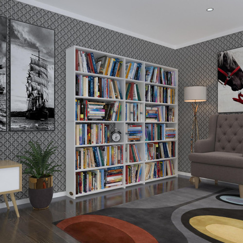 kitaplık süper ga 180*200*19 byz 6 katlı 3 bölme çift bölme opsiyonlu ofis mutfak banyo dolabı arkalıksız