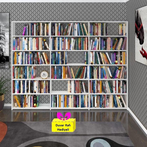 kitaplık süper ga 180*240*19 byz 6 katlı 3 bölme çift bölme opsiyonlu ofis mutfak banyo dolabı arkalıksız+Tekli