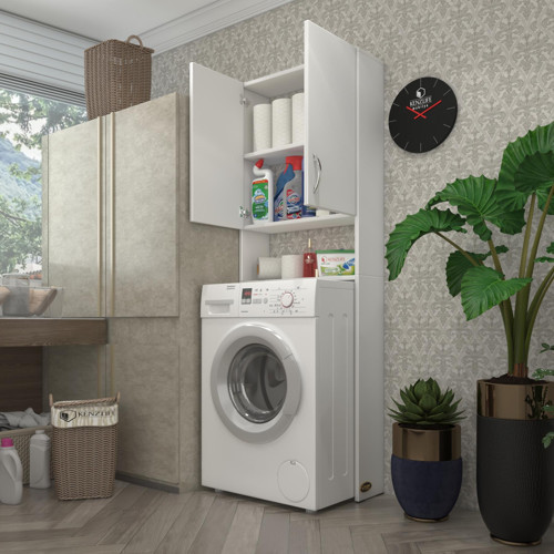 çamaşır makinesi dolabı veronika byz 180*066*20 banyo çift kapaklı arkalıksız