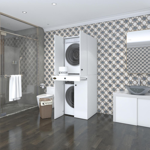 çamaşır-kurutma makinesi dolabı el kindi byz 187*070*60 çekmeceli kapaklı banyo