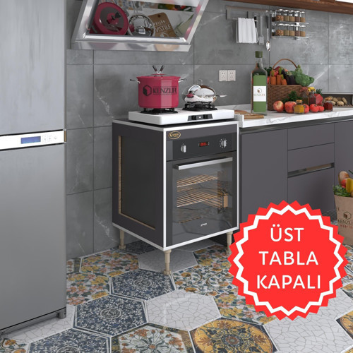 ankastre modülü kabini esena mono3 gri 89-81*60*56 fırın ocak dolabı ayarlı ayaklı üstü kapalı