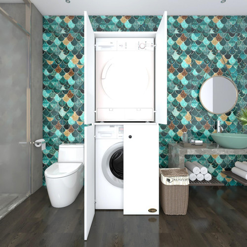 çamaşır-kurutma makinesi dolabı kapaklı jelena byz 180*70*60 banyo çift katlı arkalıksız