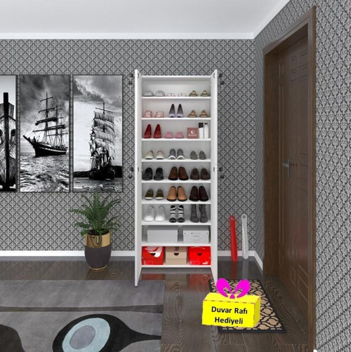 ayakkabılık ayakkabı dolabı kilitli be real byz 180*70*32 kapaklı arkalıklı ofis dolabı iki bölme + tekli duvar