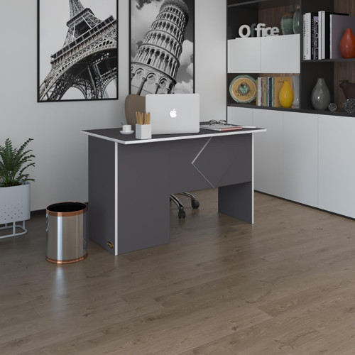 ofis masası yoko ono gri sağ 75*170*60 kilitli kapaklı dolap eşkenar bilgisayar çalışma masası