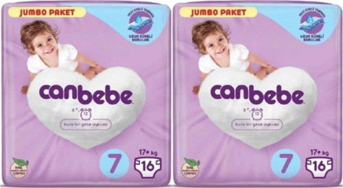 Bebek Bezi 7 No 16 Adet Jumbo Paket 2 Adet 17kg+xxl Yeni