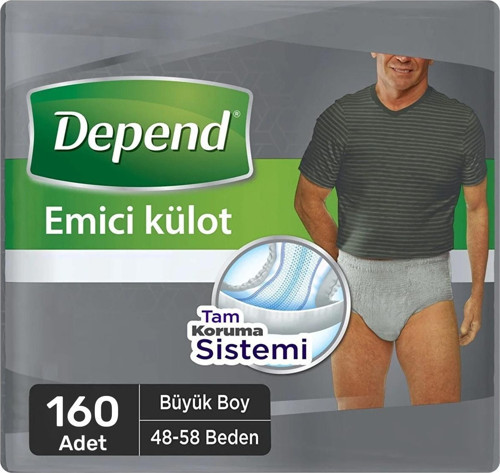 Erkek Emici Külot Large ( Büyük) Boy 48-58 Beden 160 Adet