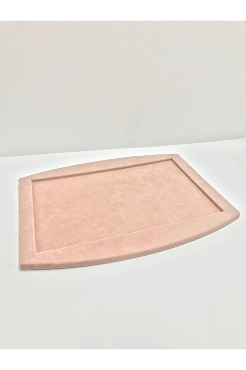 Yerli Üretim Süet Kumaş Pembe Renk Kolye Ucu Küpe Yüzük Takı Servis Sunum Tablası