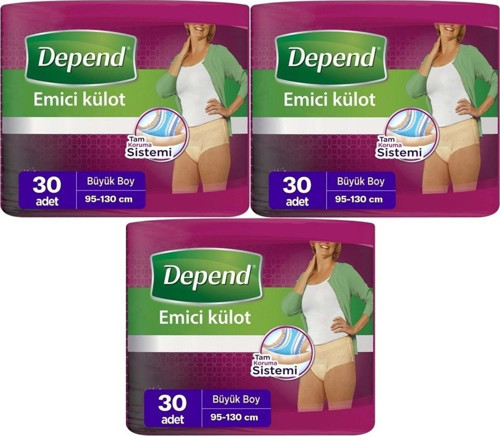 Emici Külot Hasta Bezi Large - Büyük Kadın 90 Adet (3pk*30)