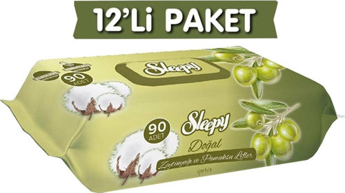 Doğal Zeytinyağlı Ve Pamuklu Islak Bebek Havlusu 12x90
