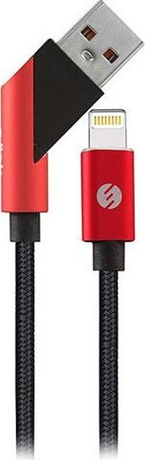 Swapp Sw-C670 1M 3A İphone Lightning Çapra z Uçlu Şarj Kablosu - Siyah/Kırmızı
