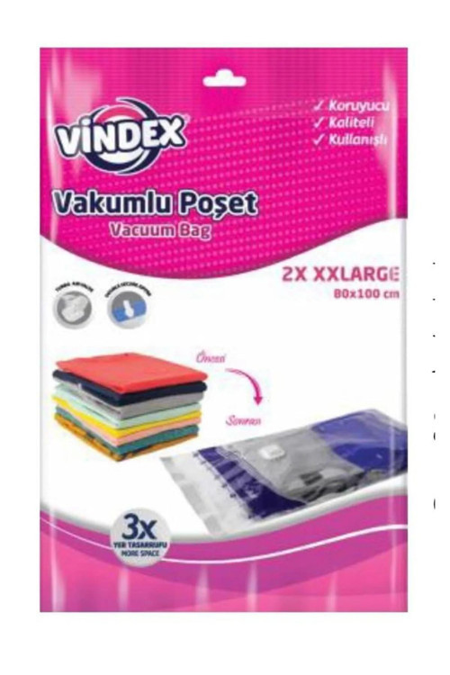 Vakumlu Giyisi Yastık Yorgan Saklama Torbası Poşeti Hurç - XX Large -80x100 Cm. -2'li 1 Paket