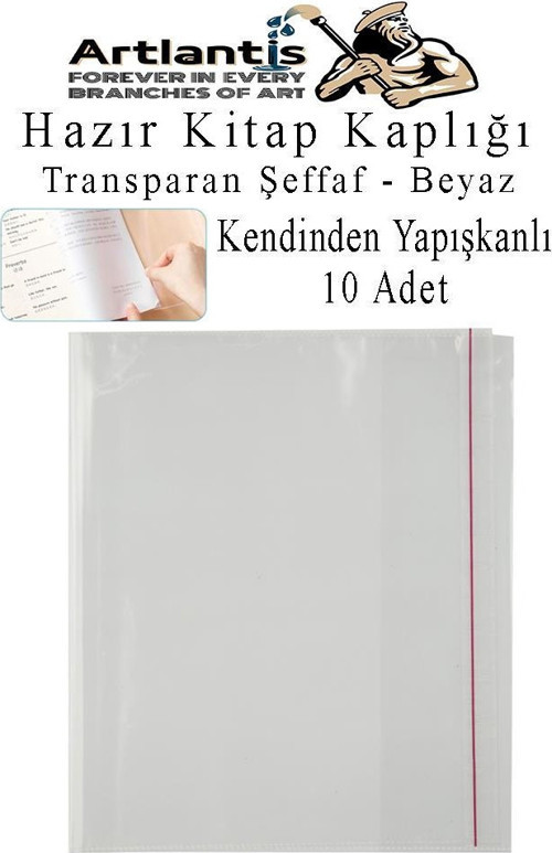 Hazır Kitap Kaplığı Şeffaf Buzlu Beyaz 10 Adet 1 Paket Cırtlı Ayarlanabilir Kendinde Yapışkanlı Kaplık Okul Sınıf