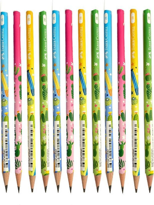 Kaktüs Yuvarlak Kurşun Kalem 12 Adet 1 Paket Faber Kurşun Kalem 2B Siyah Kurşun Kalem Kaktüs Desenli 2B Kalem