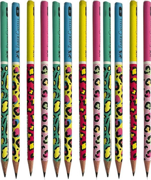 Safari Yuvarlak Kurşun Kalem 12 Adet 1 Paket Faber Kurşun Kalem 2B Siyah Kurşun Kalem Safari Desenli 2B Kalem