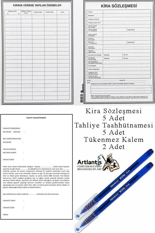 Kira Sözleşmesi ve Tahliye Tahütnamesi 5 Adet Tükenmez Kalem Kira Kontratı ve Tahliye Taahünamesi