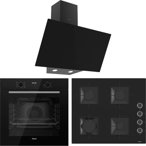 FlowArt QBL63CS-SS205-D077 7 Prog. Dijital Turbo Ankastre Set - Siyah