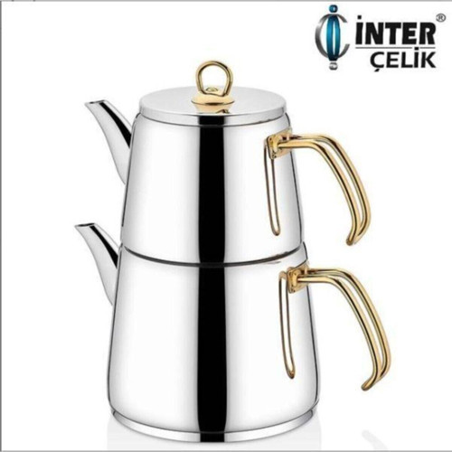 Çelik Hanzade Aile Boyu Çaydanlık Gold