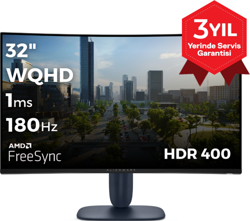 Alienware AW3225DM 32 2560x1440 WQHD 180Hz 1ms HDMI DP HDR 400 FreeSync Curved Gaming Monitör