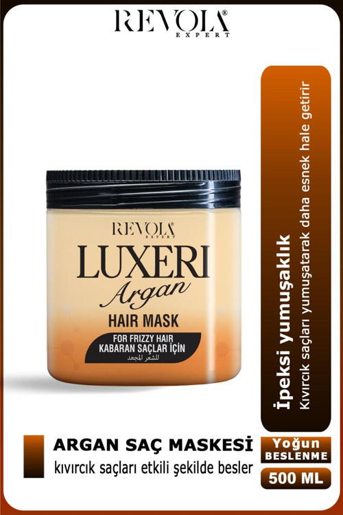 Luxeri Argan Saç Maskesi, Kıvırcık Saçları Yumuşatır, Derinlemesine Nemlendirir Ve Kabarmayı Azaltır