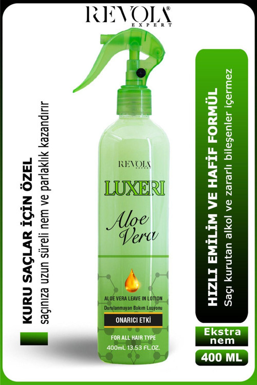 Kuru Saçlar İçin Ekstra Nem Sağlayan Durulanmayan Aloe Vera Fön Suyu Nemlendirici Saç Bakım Spreyi