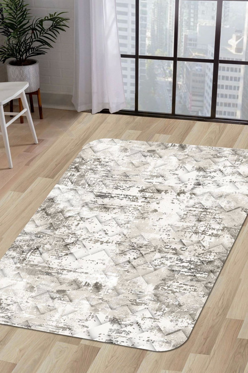 Halı Bej Cool K1280 Yıkanabilir Saçaksız Kesme Ince Yolluk Kilim Salon Halısı Modelleri
