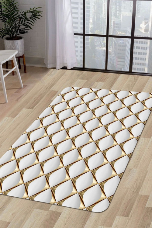 Halı Gold Cool Ky7059 Yıkanabilir Saçaksız Kesme Ince Yolluk Kilim Salon Halısı Modelleri