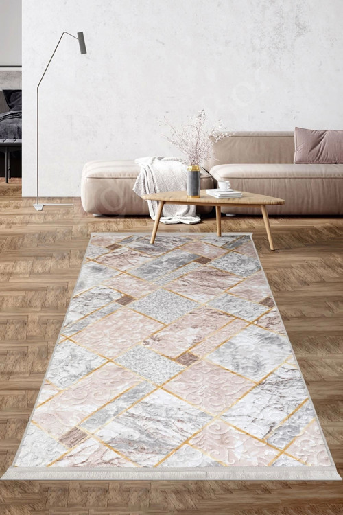 Halı Vizon Cool Yıkanabilir Saçaklı Kare Delüxe Kesme Yolluk Kilim Salon Halısı Modelleri