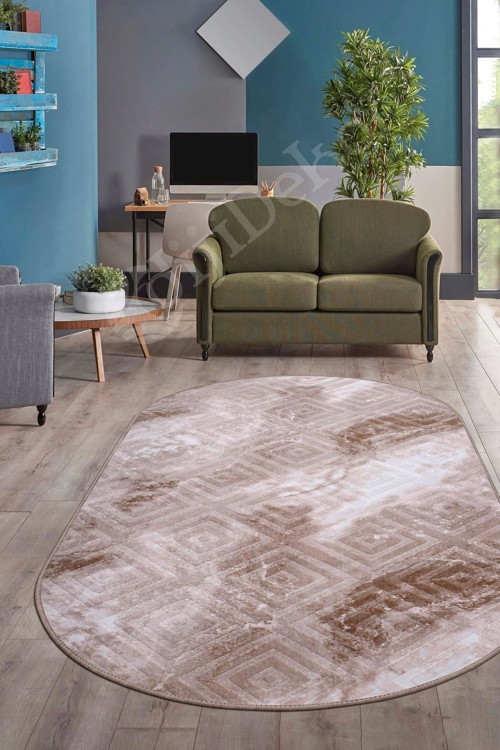 Halı Devetüyü Cool Karo Yıkanabilir Oval Kesme Ince Yolluk Kilim Salon Halısı Modelleri