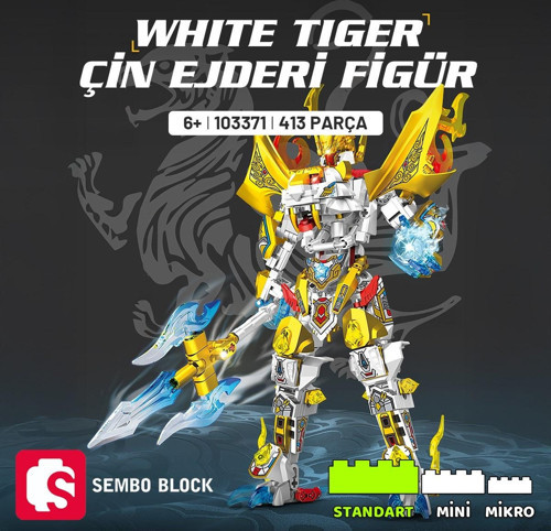 White Tiger Çin Ejderi Figür Yapı Bloğu Seti