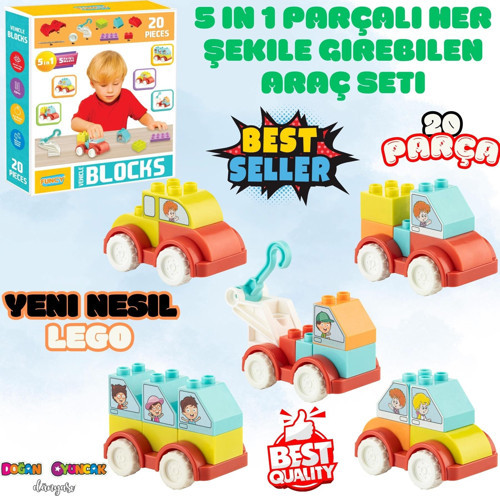 Creative Blok 20 Parça Araç Seti - Slide Blocks - Lego Oyuncakları - Yaratıcı Top Oyunu - Creative L