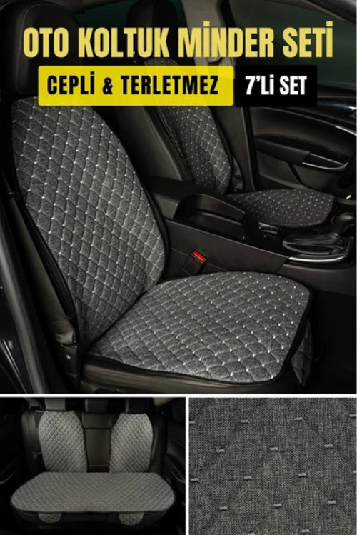 MERCEDES S500 - W222 2014 - 2020 Terletmez Kaymaz Keten Oto Minder Kılıf Komple Set(7Parça) Füme