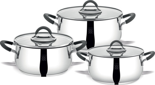 Modernist 6 Parça Çelik Tencere Seti, 18/10 Paslanmaz Çelik, 18-22-26 cm