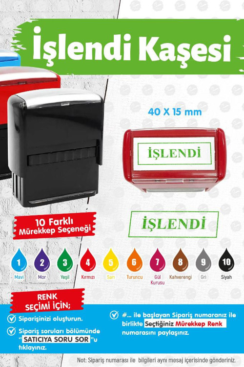 Çerçeveli İşlendi Kaşesi 10 Renk Mürekkep Seçeneği -T1431