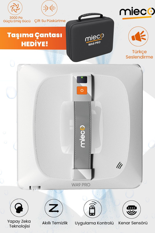 WA9 Pro Çift Yönlü Su Püskürtmeli Cam Temizleme Robotu (Kumandalı)