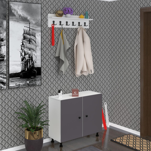 portmanto ayakkabılık ve askılık sandal4 gribyz 68*120*32 yirmidört çift ayakkabı kapasitesi