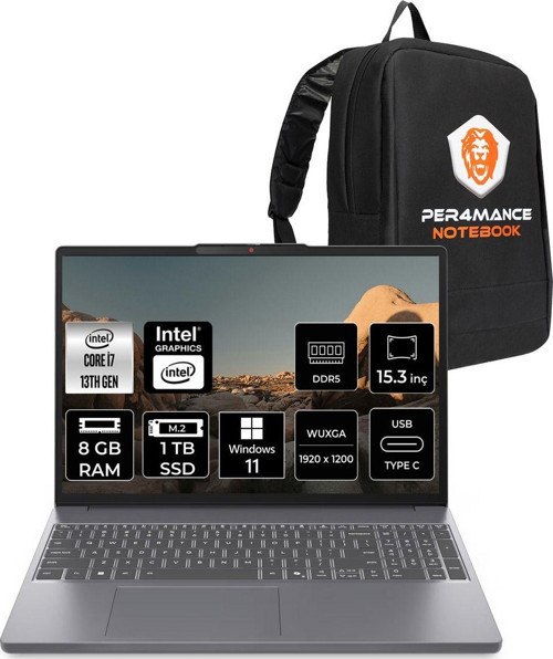 Ideapad Slim 3 İ7 13620H 8Gb 1Tb Ssd 15.3" Wuxga W11H Taşınabilir Bilgisayar & Per4 Çanta