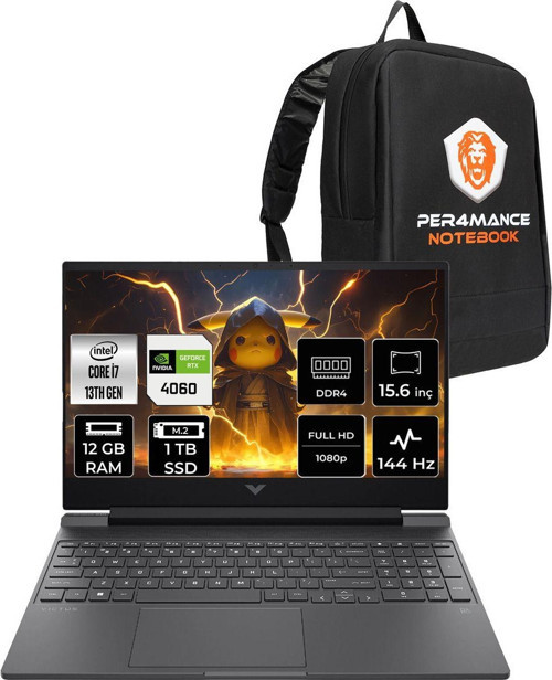 Victus 15 İ7-13620H 12Gb 1Tb Ssd Rtx4060/8Gb 144Hz 15.6'' Fhd Fdos Gaming Laptop & Per4 Çanta