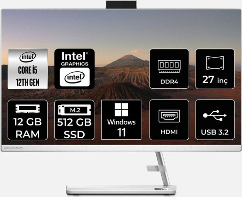 Ideacentre İ5 12450H 12Gb 512Gb Ssd 27" Fhd W11P 27Iap7 All In One Bilgisayar & Per4 Bellek