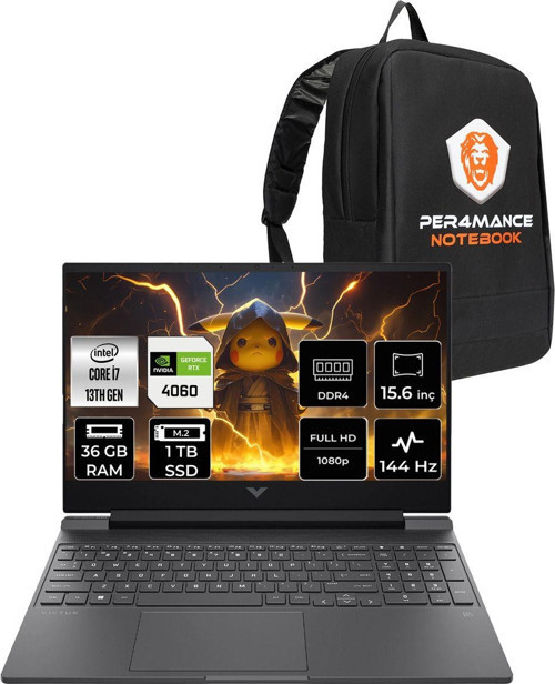 Victus 15 İ7-13620H 36Gb 1Tb Ssd Rtx4060/8Gb 144Hz 15.6'' Fhd Fdos Gaming Laptop & Per4 Çanta