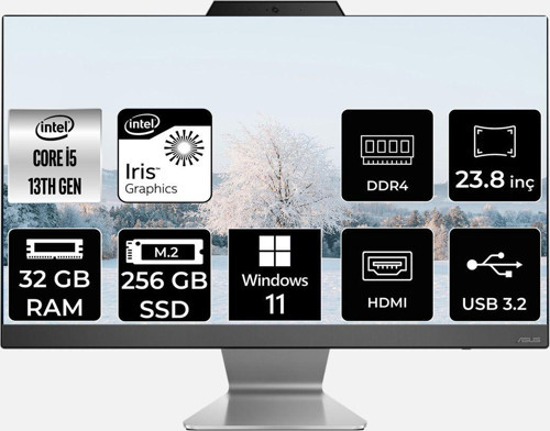 A3402Wbak-I58512B0D İ5 1335U 32Gb 256Gb Ssd 23.8" Fhd W11H All In One Bilgisayar & Per4 Bellek