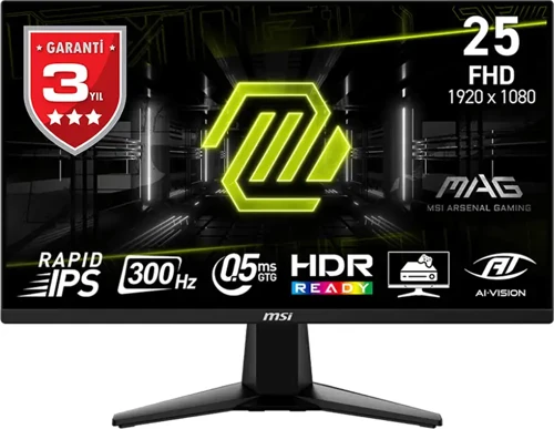 MAG 255XF 24.5 1920x1080 FHD 300Hz 0.5ms HDMI DP FreeSync Premium IPS Gaming Monitör