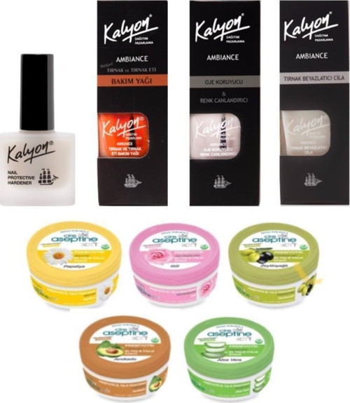 Tırnak Sertleştirici+Bakım Yağı+Oje Koruyucu+Beyazlatıcı+Cire Aseptine Krem 30Ml 5 adet Karma