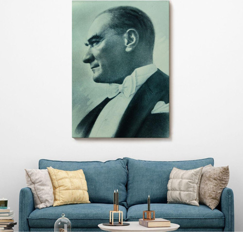 Atatürk Portre Tablosu Mustafa Kemal Atatürk Dikdörtgen Dekoratif Kanvas Duvar Tablosu-Dı-86