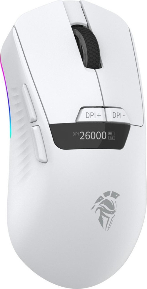 Raito RefleX 26000 Dpi Pixart PAW 3395 OLED Ekran & Makro Yazılım PTFE Kaplama 59gr RGB Kablosuz Gaming Mouse (2.4Ghz + BT + Type-C) - Beyaz