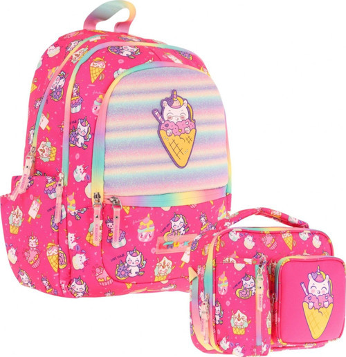 Kids Kız Çocuk Okul Çantası ve Isı Yalıtımlı Beslenme Çantası Seti (L5227+L7227) Kauçuk Dondurma - Pembe