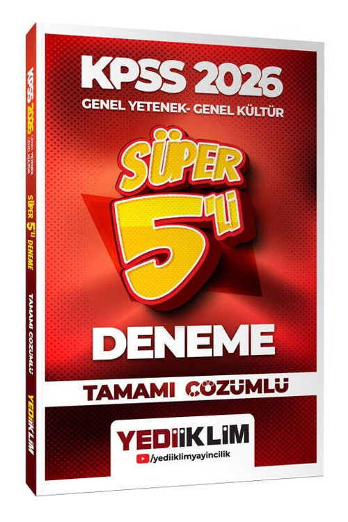 2026 KPSS Genel Yetenek Genel Kültür Tamamı Çözümlü Süper 5 li Deneme Yediiklim Yayınları