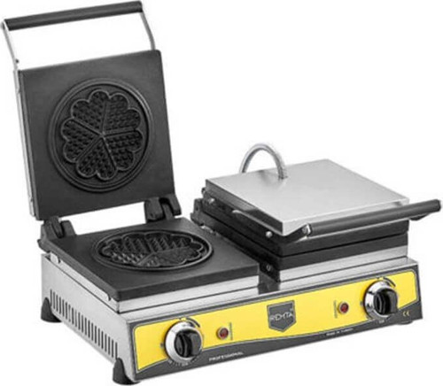 W13 Çiçek Model Çiftli Waffle Makinesi 16 cm Çap