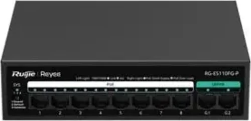 8Port Rg-Es110Fg-P 10//100 2-Uplınk 110W Yönetilemez Poe Swıtch