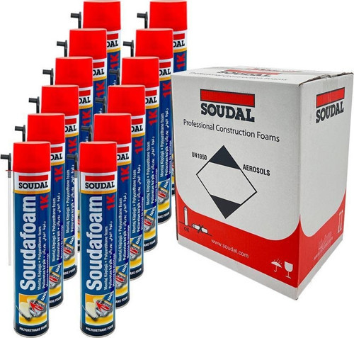 Soudafoam 1K Poliüretan Montaj Köpük 600 gr. - 12'li Paket